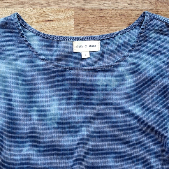 Anthro Cloth & Stone Large Tie Dye Blue Tee - Picture 2 of 8